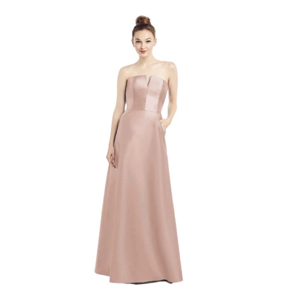 Alfred Sung Strapless Satin Twill Gown Dress